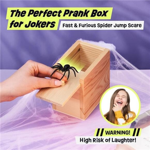 Spider Prank Box- Funny Wooden Box Toy Spider Prank, Hilarious April Fools Day - Picture 2 of 7